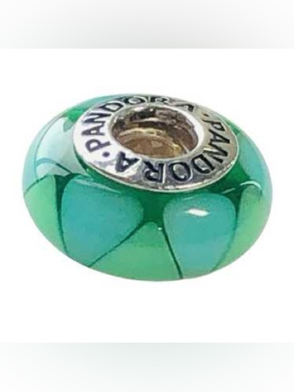 Authentic Pandora Murano Captivating Turquoise Green Blue Bead Triangle